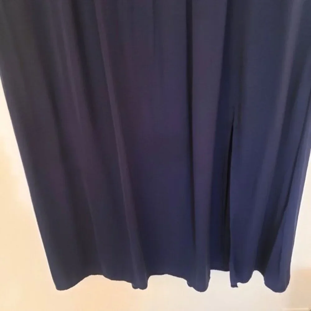Chico's Rayon Blend Lightweight Blue Maxi Skirt w/Side Slit Chicos Sz 3/XL EUC